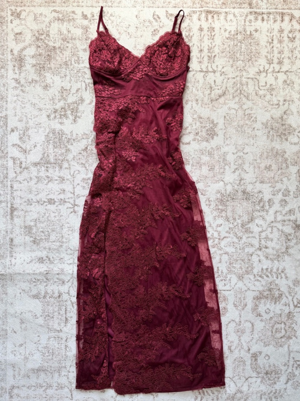 Fashion Nova Burgundy Lace Dress - Picture 4 of 8